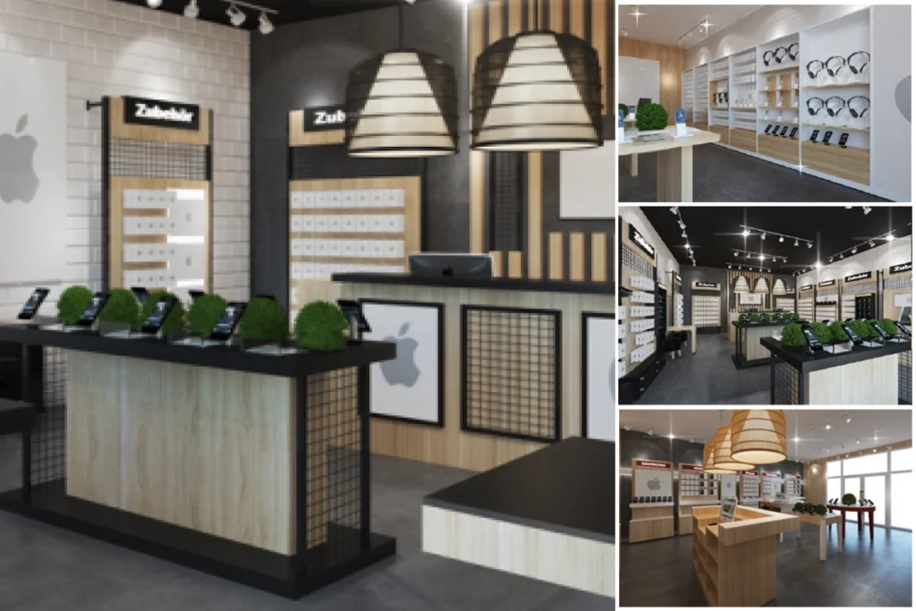 Abbildung einer Kollage von verschiedenen Ausstattungsmöglichkeiten für das Shop-Möbelkonzept | Ladeneinrichtung für den Fachhandel